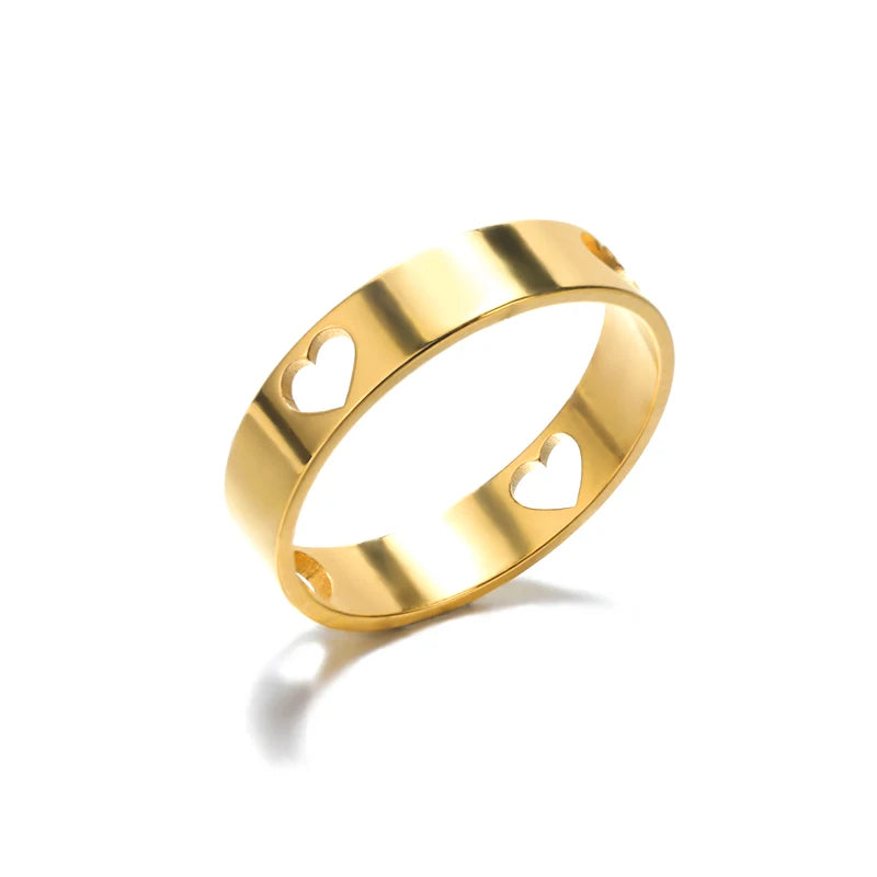 Romantic Geometric Love Ring for Women Stainless Steel Wedding Band