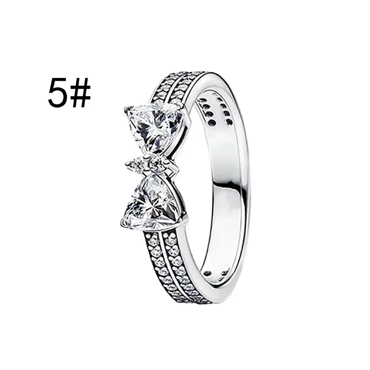 925 Sterling Silver Pink Bow Zircon Jewelry Set Necklace Earrings Bracelet DIY Gift for Women