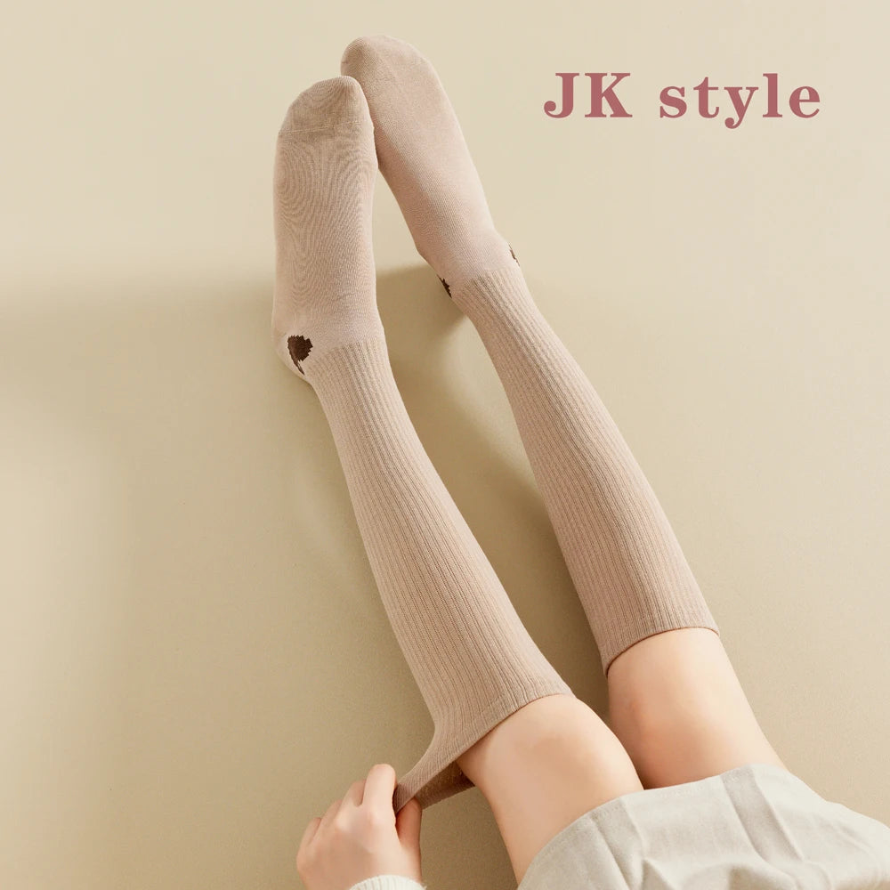 Spring Autumn Compression Calf Socks Women Heart Print