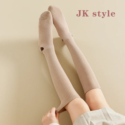 Spring Autumn Compression Calf Socks Women Heart Print