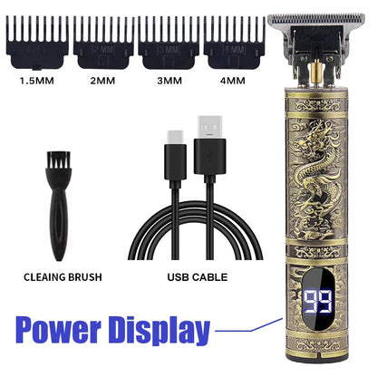 Portable Hair Cutting Machine T9 Vintage Trimmer USB Shaver 067-Dragon
