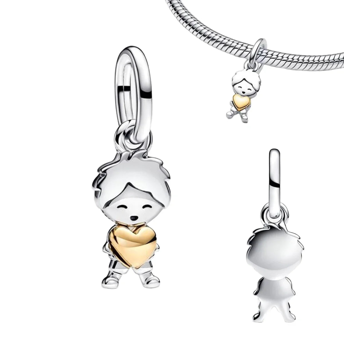Festive Charm 925 Sterling Silver Christmas Bell Trojan Candy Zircon Bead for Bracelet and Necklace DIY Fine Jewelry Gift