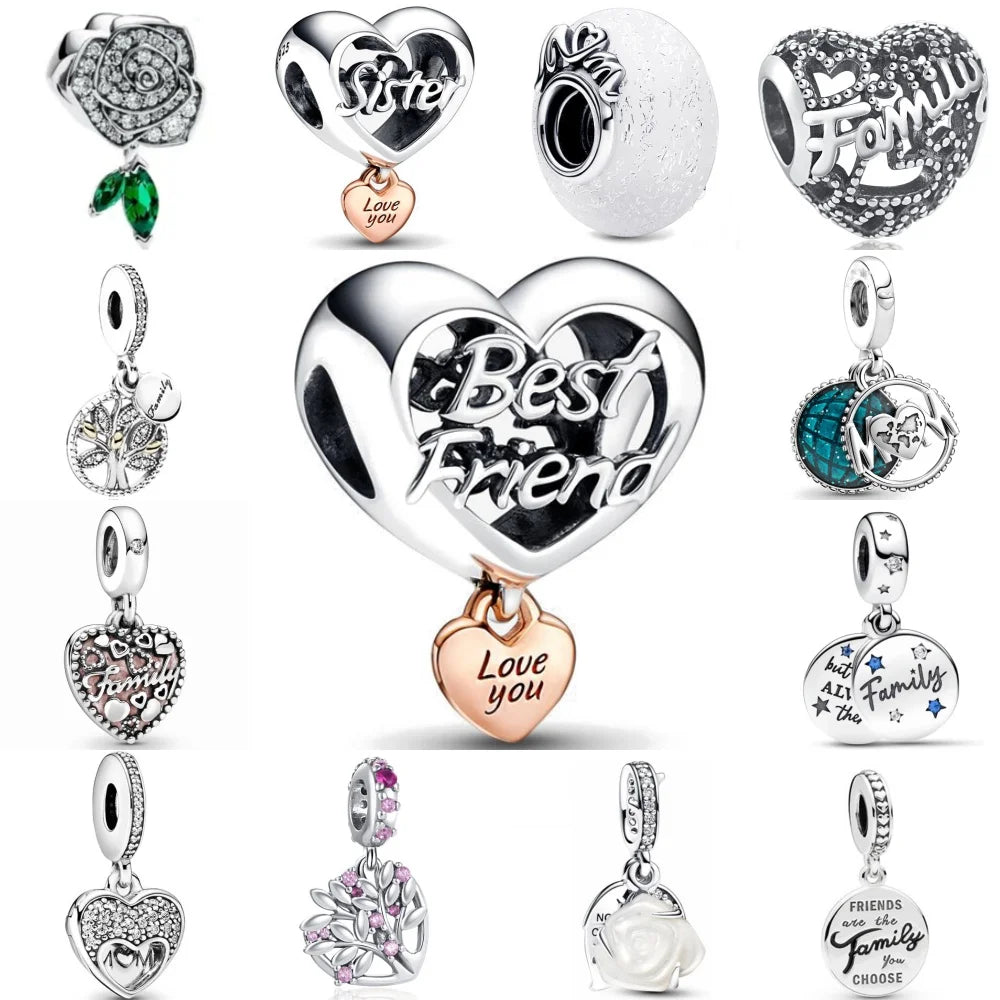 European 925 Sterling Silver Family Tree Charm Pendant Bead for Best Friend and Mom Jewelry Fit for Bracelet and Necklace
