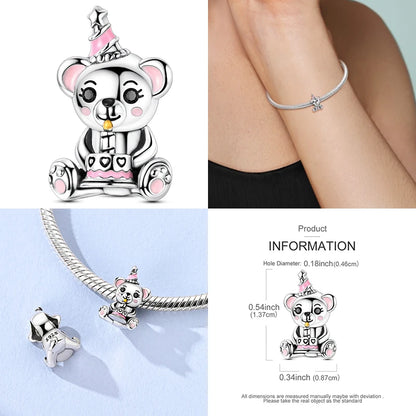 925 Sterling Silver Mom Heart Puzzle Charm Bead Luminous