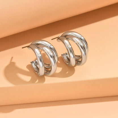 Elegant Gold Hoop Earrings Vintage Geometric Luxury Jewelry for Women slivery