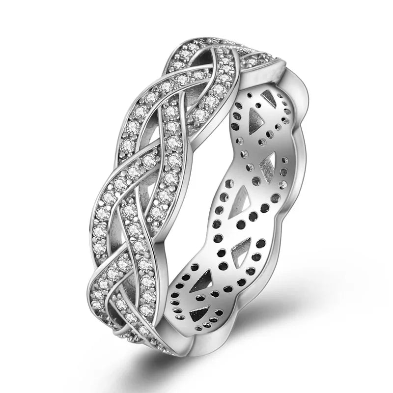 Silver Plated Luxury Stackable Ring with Infinite Flower Design for Women Engagement and Wedding Parties PTR051
