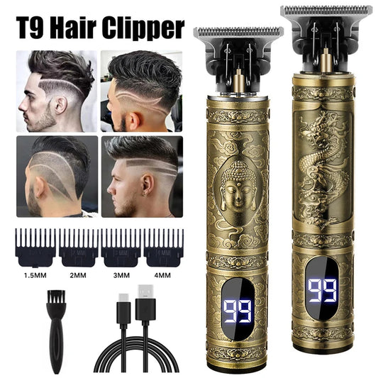 Cordless Vintage Electric Hair Trimmer with USB Fast Charging for Barbers and Travelers