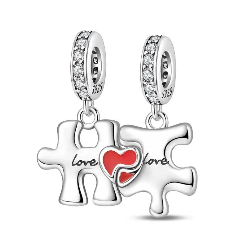 Genuine 925 Sterling Silver Heart Charm Bead for Mother's Day Bracelet Gift