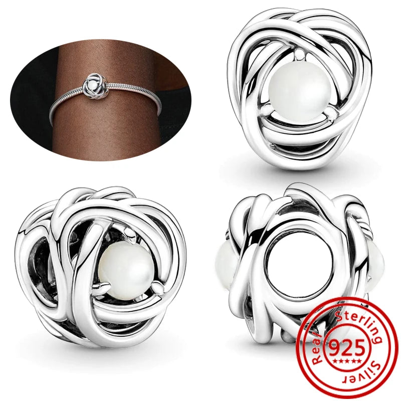 925 Sterling Silver Zodiac Pendant with Colorful Zircon for Charm Bracelets N320 3mm-4mm