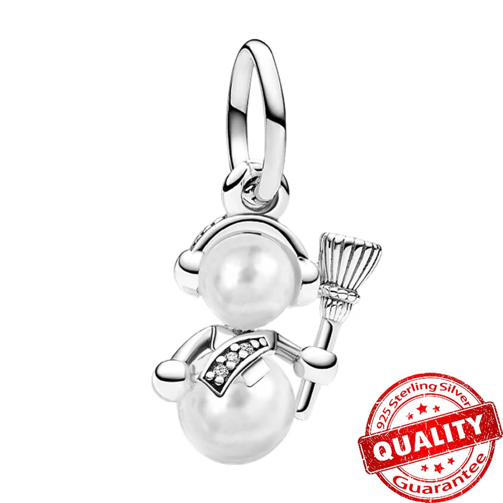 Elegant 925 Sterling Silver Pearl Heart Key Pendant for Bracelets and Necklaces FCC321