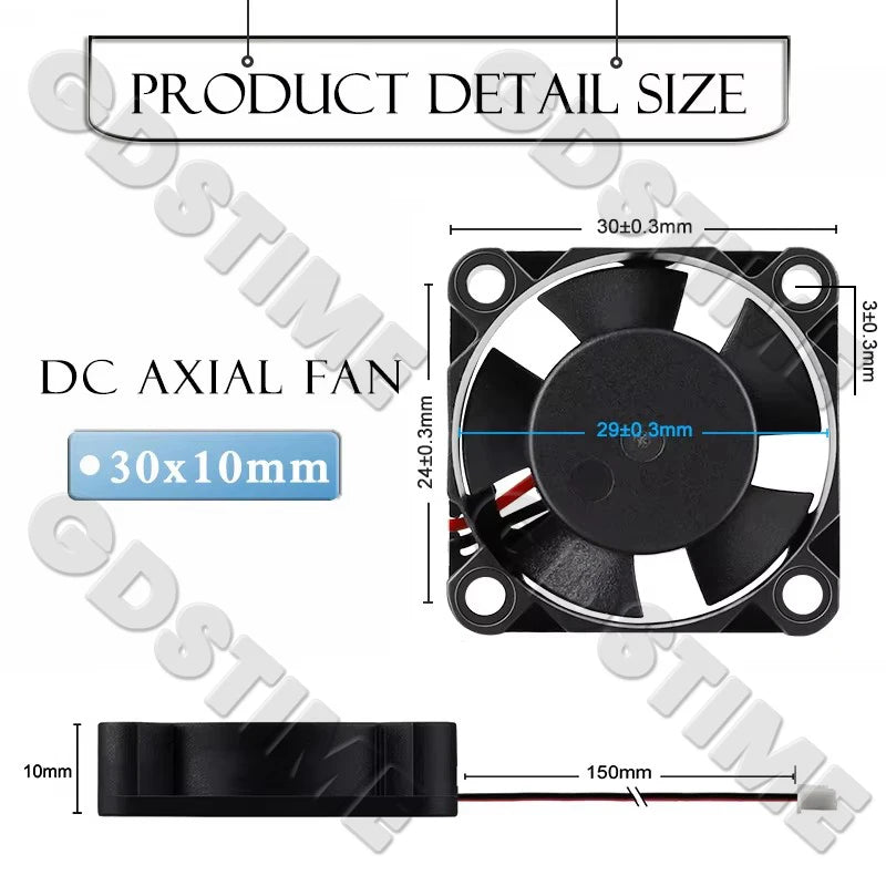 2 Pcs Gdstime DC 24V Fan 30MMx10MM Dual Ball Bearing Cooling Fan