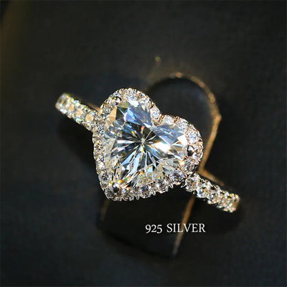 Sterling Silver Diamond Engagement Wedding Ring Set for Women with VVS1 Clarity and Round Cut