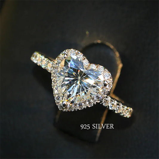 Sterling Silver Diamond Engagement Wedding Ring Set for Women with VVS1 Clarity and Round Cut