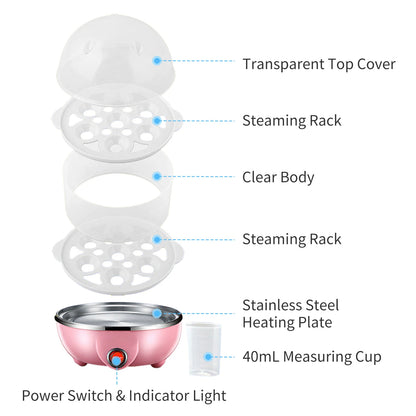 Double Layer Egg Cooker 14 Egg Capacity Hard Boiled Cooker C-US Plug