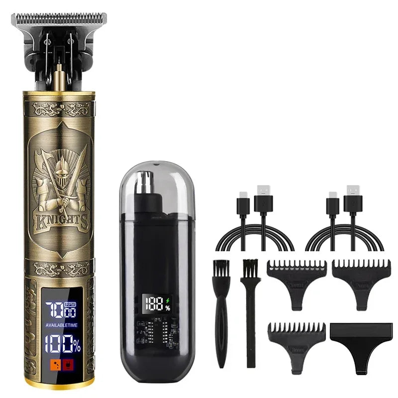 Vintage T9 Precision Hair Clipper with USB Charging and Portable Shaving Function