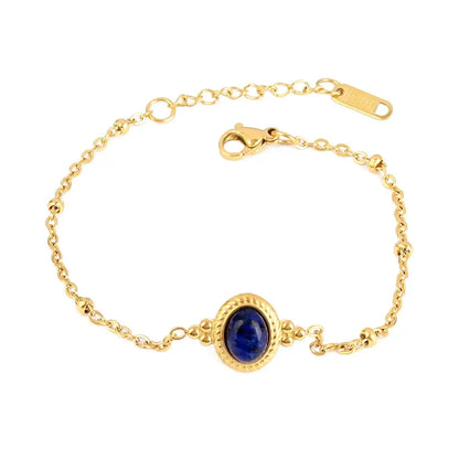 Vintage Stainless Steel Bracelet for Women with Turquoise Pendant B0432