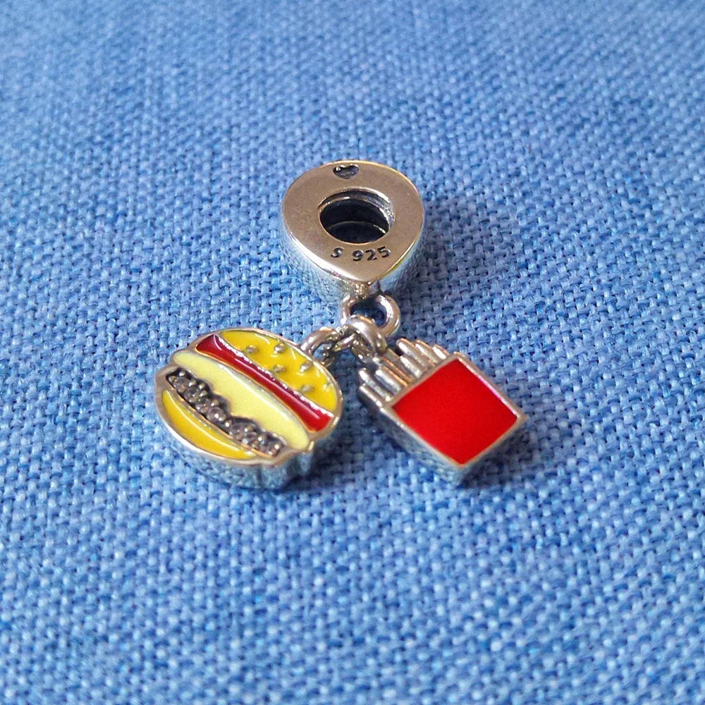 925 Sterling Silver Beer Bottle Popcorn Charm Bead Pendant