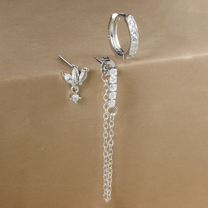 3PCS Luxury Star Pendant Earrings Set for Women Stainless Steel and Cubic Zirconia Punk Ear Studs Fashion Jewelry