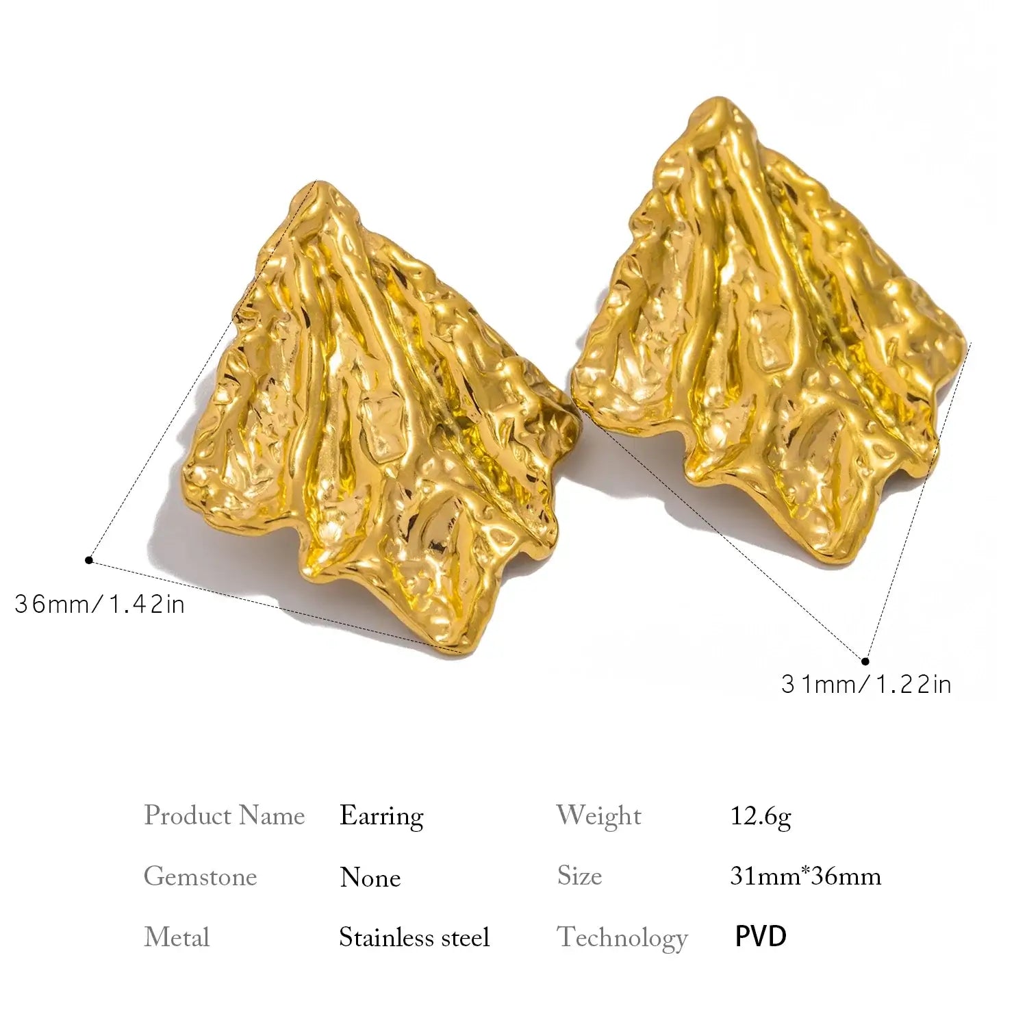 Creative Gold Plated Square Geometric Earrings for Women