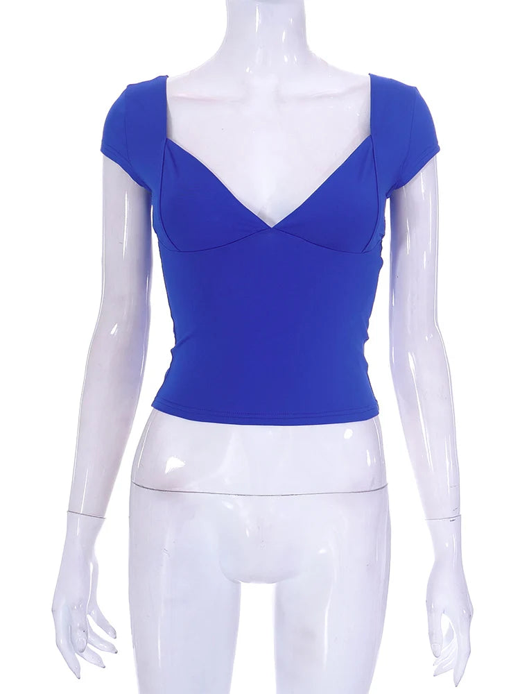 Green V Neck Tank Top For Women 2000s Aesthetic Streetwear