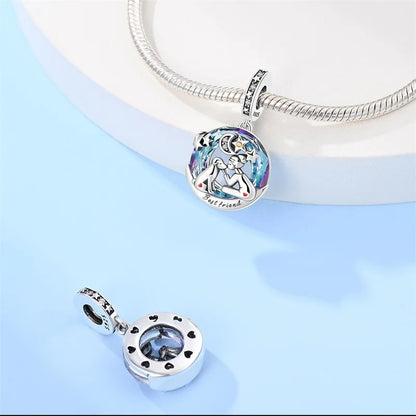 Sterling Silver Angel Mother Friendship Charm Beads for DIY Bracelets