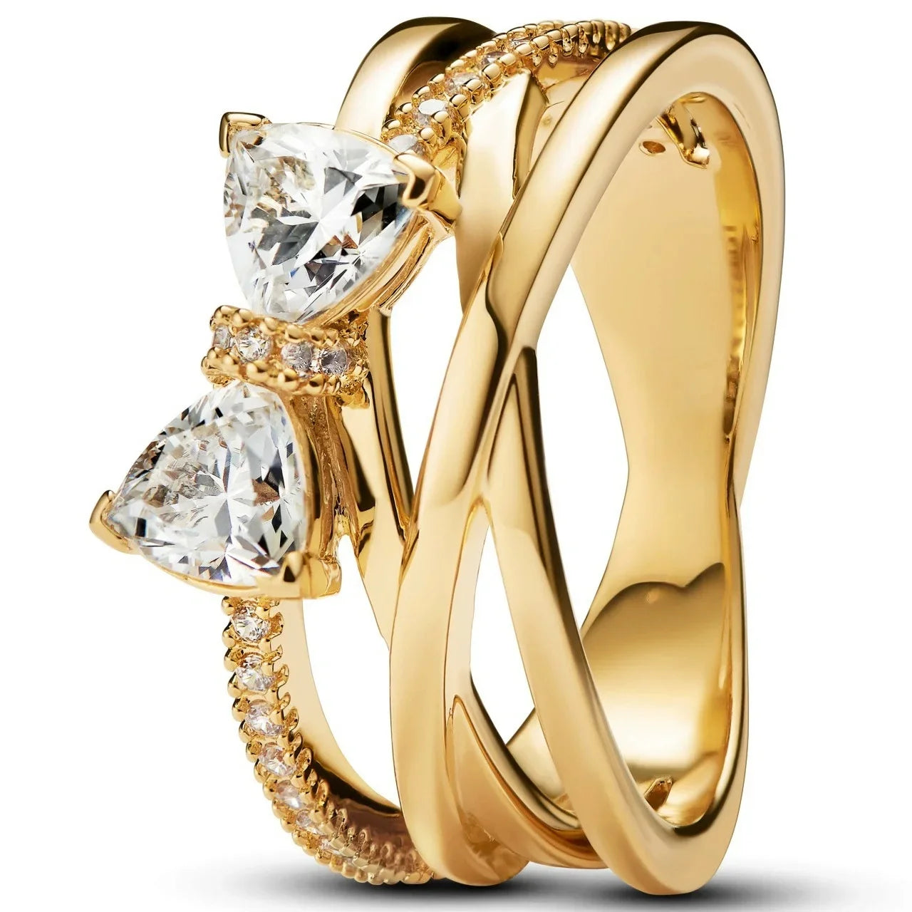 Original 925 Sterling Silver Heart Crown Bow Moon Ring with Colorful Crystal for Women Elegant Fine Jewelry Gift AMR057