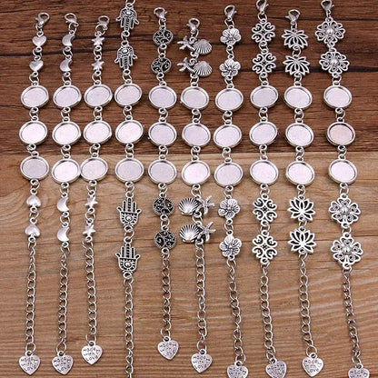 1Pc Metal Zinc Alloy Round Bracelet Findings in 2 Colors and 15 Styles