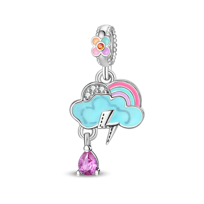 925 Sterling Silver Colorful Rainbow Stars Moon Sun Charm for Women DIY Fine Jewelry Pendant Bracelet Necklace