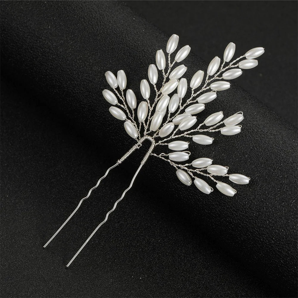 Elegant Handmade Pearl Wheat Ear Bridal Hairpins Set for Weddings and Special Occasions