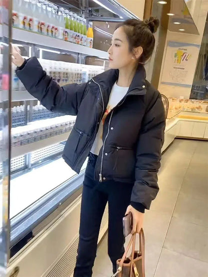 Women's Winter Short Padded Cotton Stand Collar Puff Coat