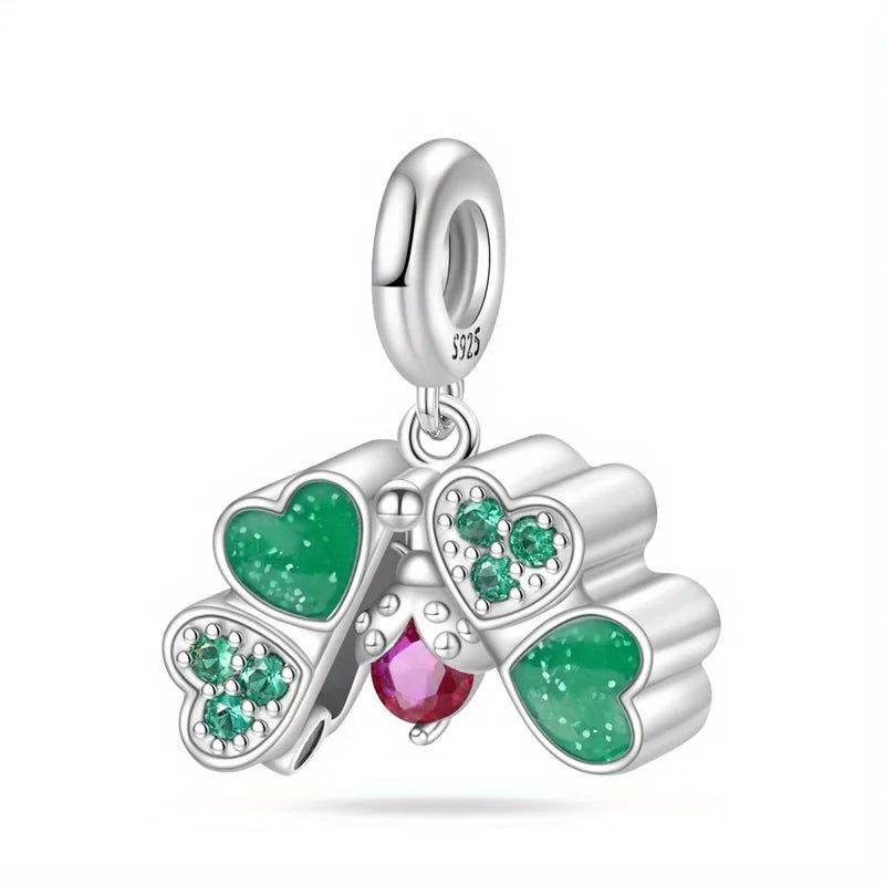 Green Monstera Leaf Charm 925 Sterling Silver Dangle Bracelet Jewelry for Women PAC976