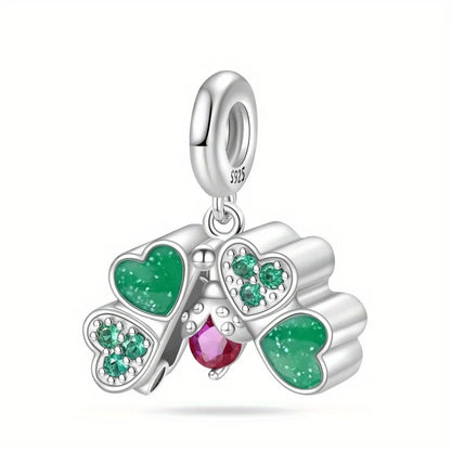 Green Monstera Leaf Charm 925 Sterling Silver Dangle Bracelet Jewelry for Women PAC976