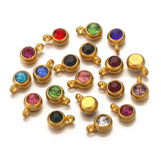 Colorful Crystal Stainless Steel Charms Set for DIY Jewelry Making