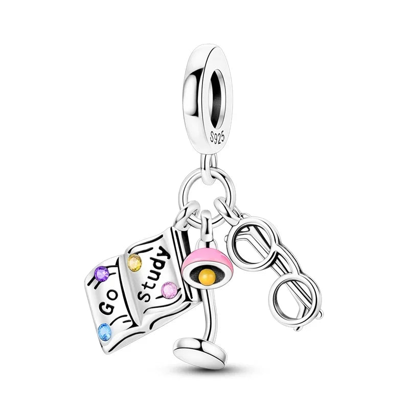 925 Sterling Silver Colorful Airplane Boat Camera Juice Charms Beads for DIY Necklace and Bracelet Jewelry Gifts