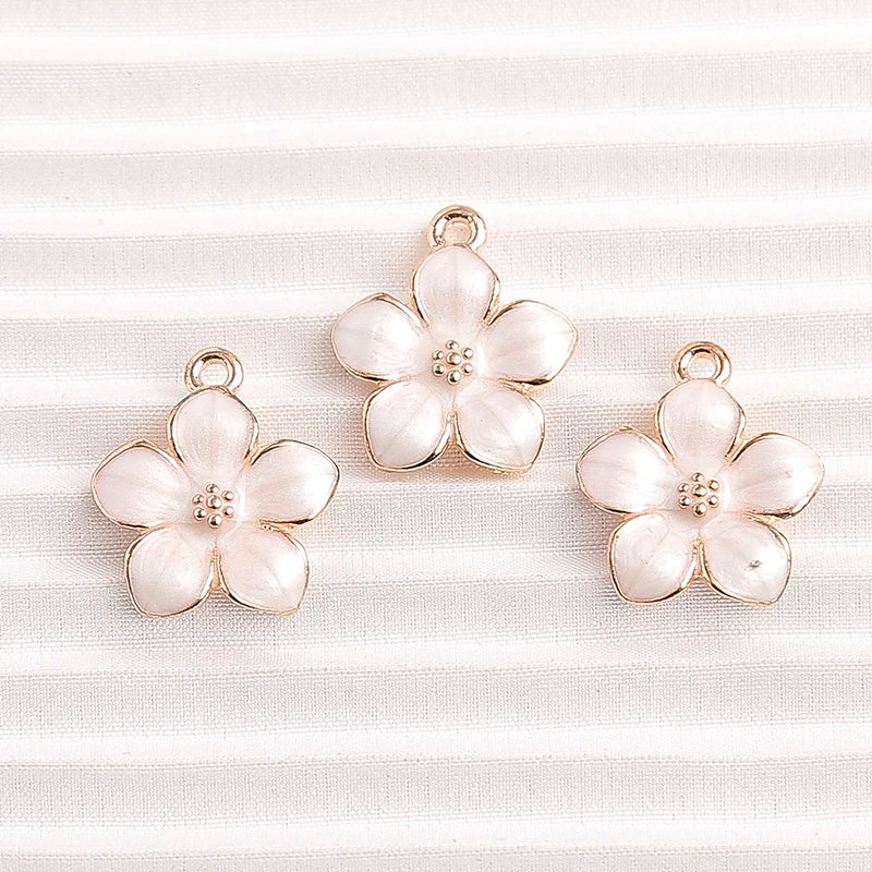 Charming Enamel Flower Pendants Set for DIY Jewelry Making 10pcs