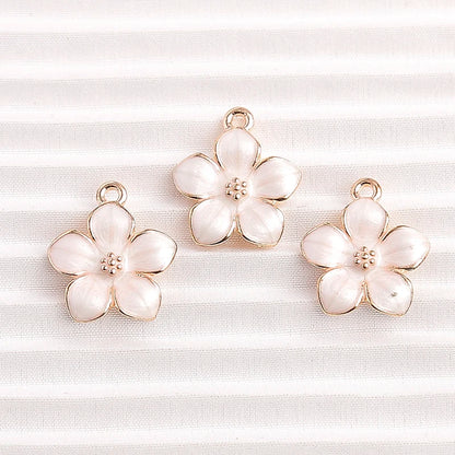 Charming Enamel Flower Pendants Set for DIY Jewelry Making 10pcs