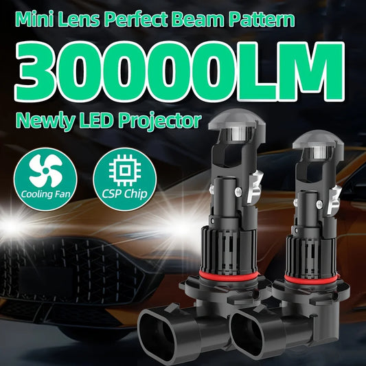 High-Performance Mini Projector LED Car Headlight 26000LM H11 H9 H8 Bulb - 6500K CSP Chips, Easy Canbus Installation, Fog Light Compatible