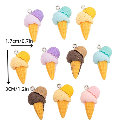 Charming 3D Ice Cream Resin Charms Set for DIY Jewelry Accessories