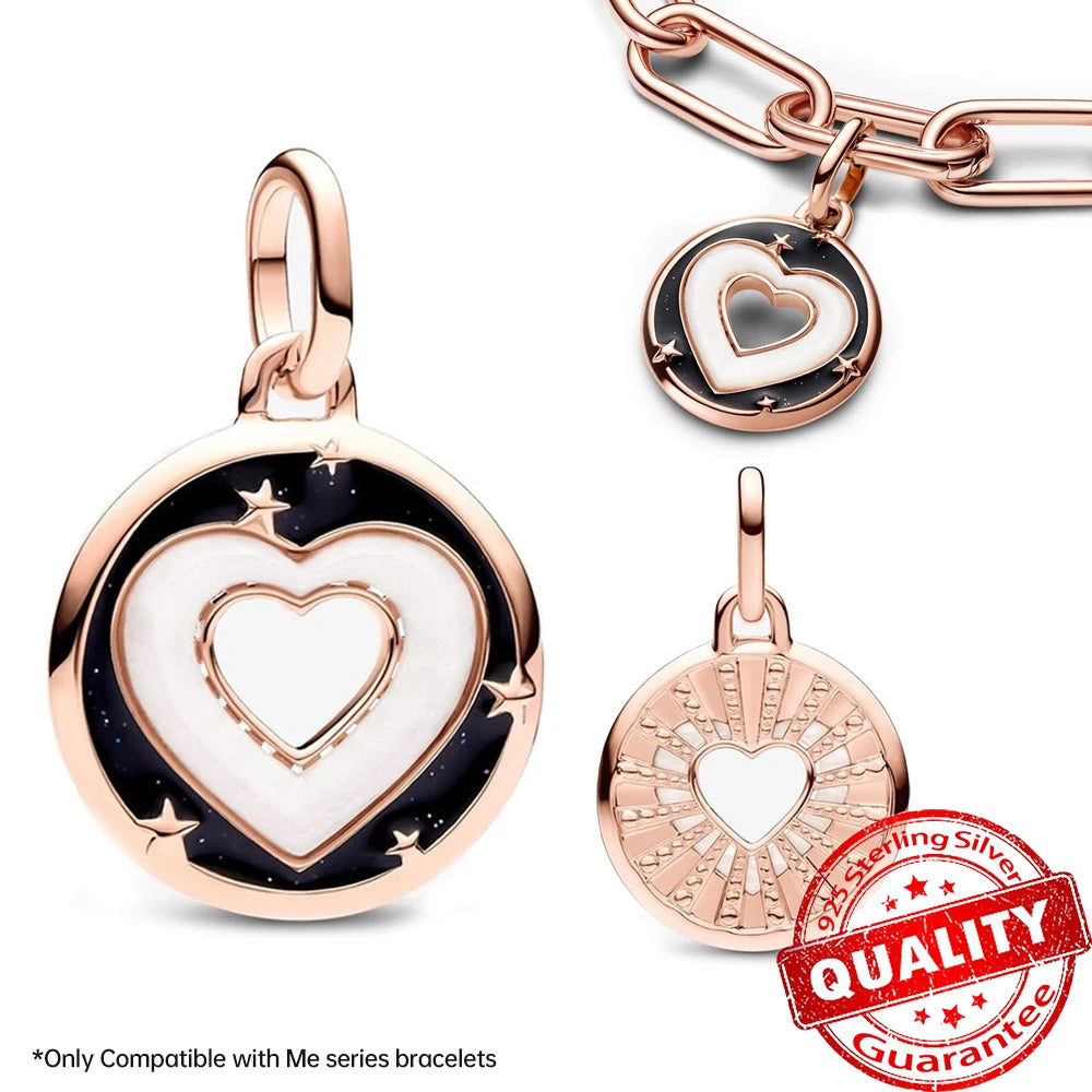 Elegant 925 Sterling Silver Pearl Heart Key Pendant for Bracelets and Necklaces FCC359