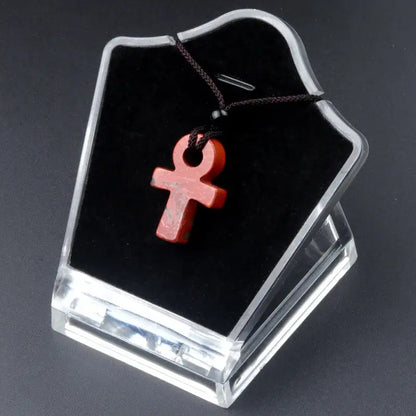 Ancient Egyptian Ankh Cross Agate Amulet Necklace Red Jasper