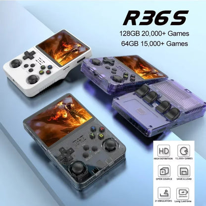 BOYHOM Original ARKOS 2.0 R36S Retro Handheld Game Console 3.5 Inch IPS 15000 Plus Games Portable Pocket Player 64GB 128GB 3000mAh