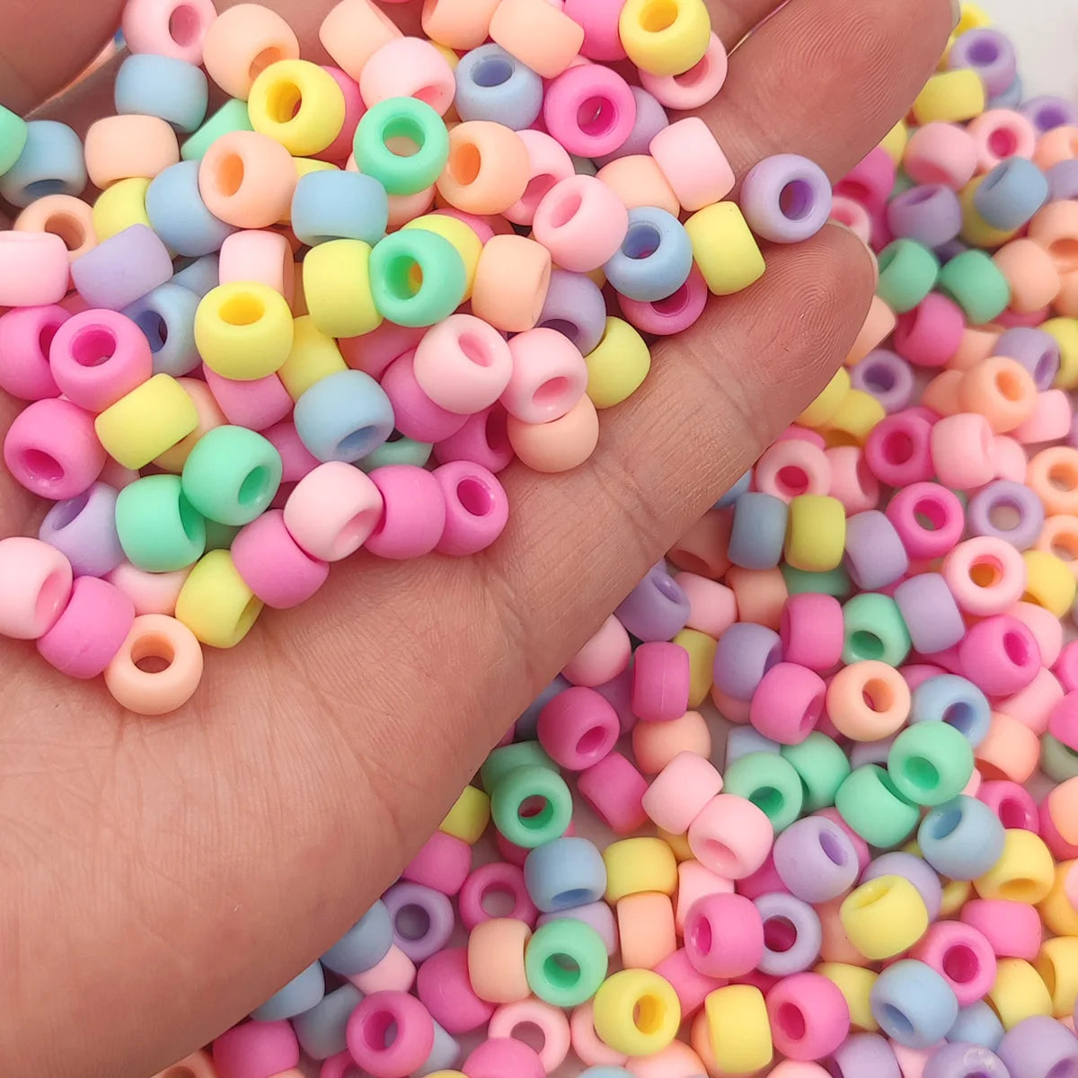 200 Pieces Colorful Silicone Acrylic Large Hole Loose Beads for DIY Bracelet Necklace and Hair Accessories