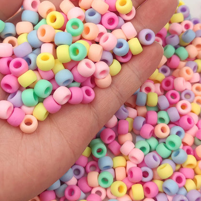 200 Pieces Colorful Silicone Acrylic Large Hole Loose Beads for DIY Bracelet Necklace and Hair Accessories