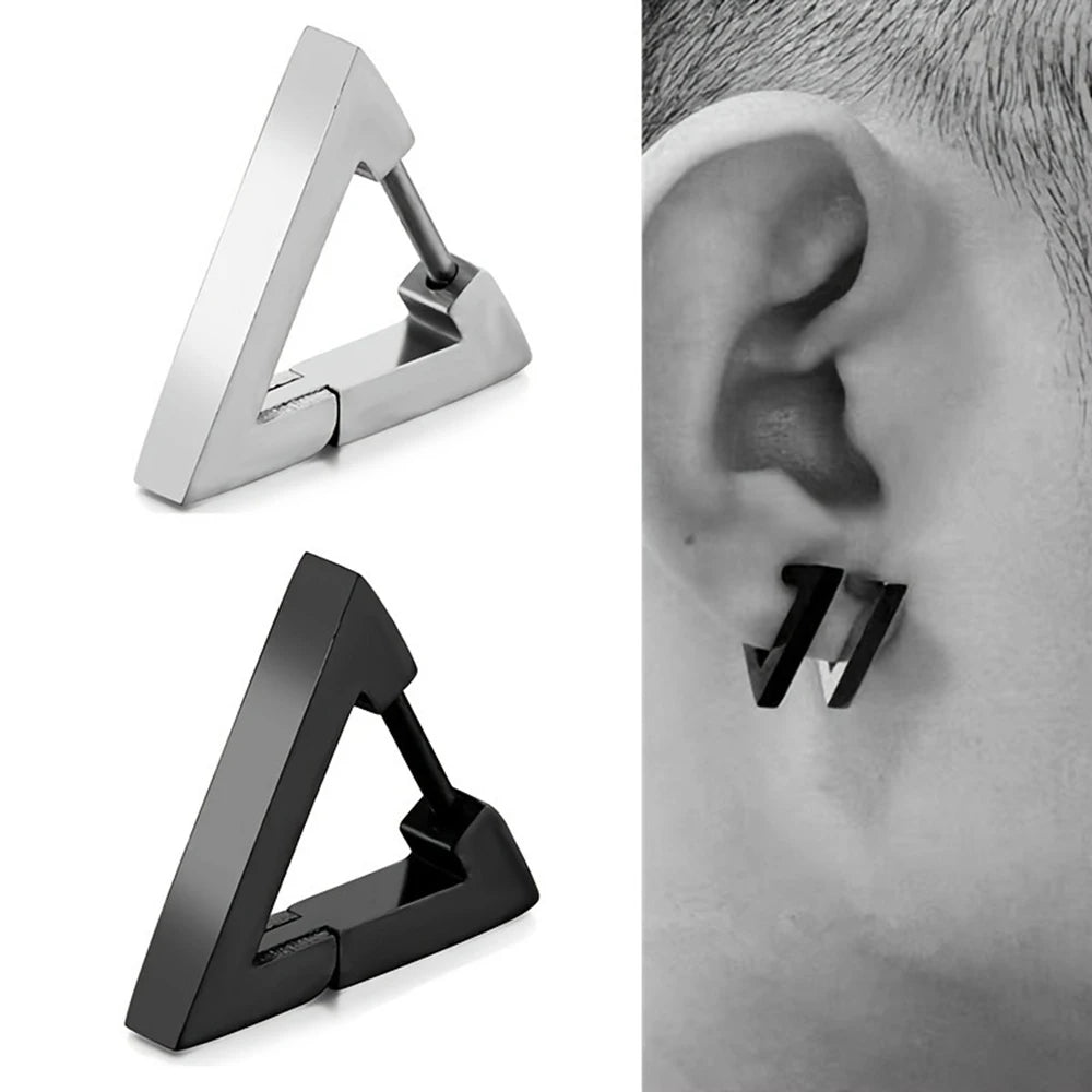 Punk Triangle Earrings for Unisex - Hypoallergenic Stainless Steel Studs for Modern Style and Durability