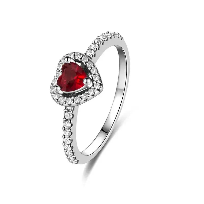 925 Sterling Silver Colorful Heart Zircon Ring for Women Unique Valentine Birthday Gift Sizes 6 to 9