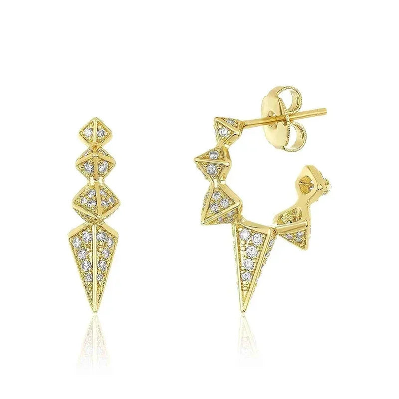 Crmya Gold-Color Cubic Zirconia Hoop Earrings Set for Women Fashion Jewelry 2023