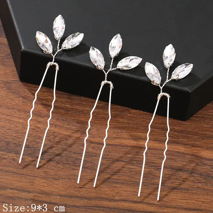 Elegant Pearl Rhinestone Flower Hair Pins for Women Wedding Accessories