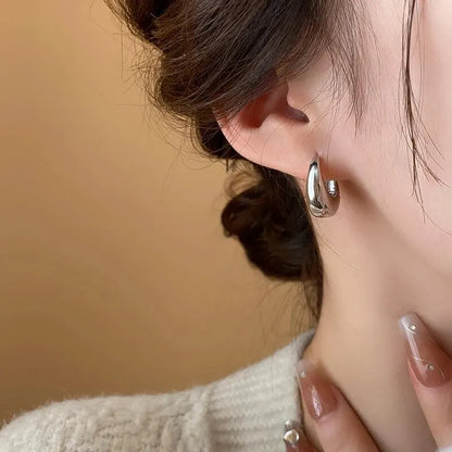Punk Oval Hoop Earrings Minimalist U Shaped Accessories for Daily Style