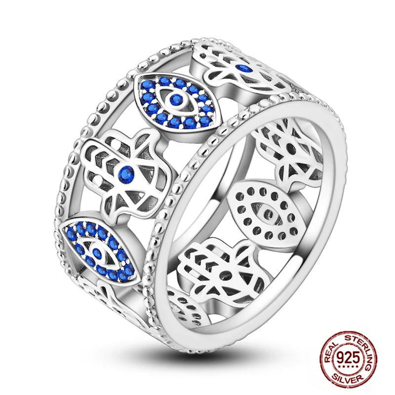 Hot Blue Zircon Ring for Women in 925 Sterling Silver Sparkling Star and Moon Design Original Wedding Jewelry LLTR157