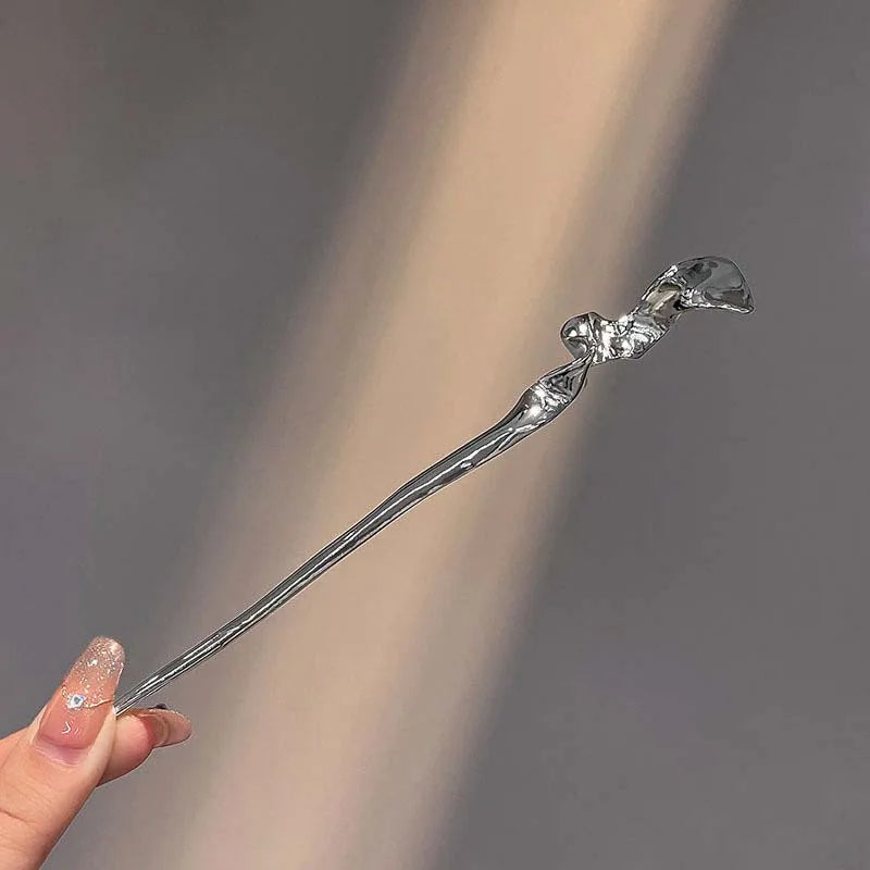 Vintage Rose Flower Crystal Hairpin Stick for Women Fashion Alloy Headwear